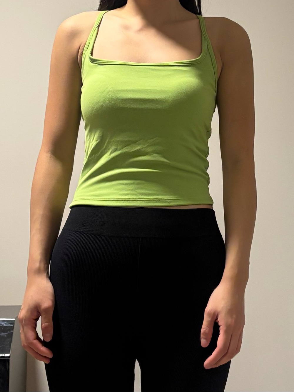 Square-Neck Lime Green Tank Top for Women